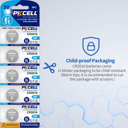 PKCELL 10 Pack CR2016 CR2016 3V Battery Lithium Battery for Car Remote Control,Watch Batteries Replacement