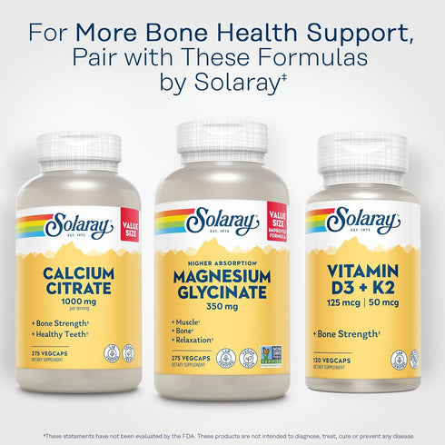 SOLARAY Magnesium Glycinate Capsules, Chelated Magnesium Supplement for Bones, Muscles, Heart Support, Vegan, 275 Count