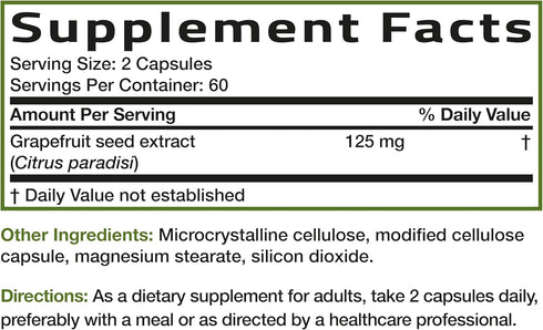 Immune 120 Bronson Grapefruit Seed Extract Citrus per Serving Paradisi Supports Health & Helps Maintain a Healthy