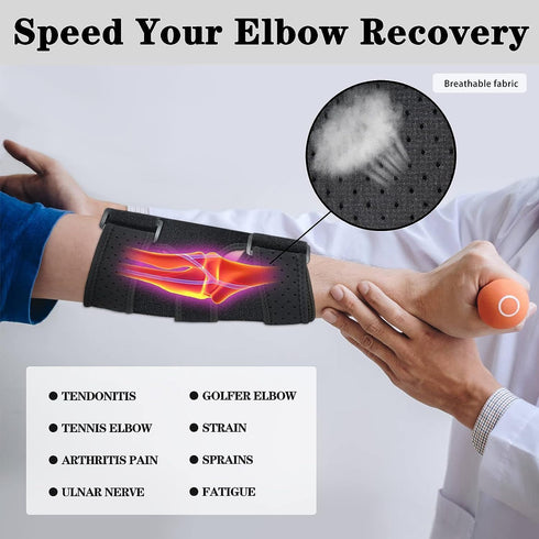 Reamphy Elbow Brace, Comfortable Night Elbow Sleep Support, Adjustable Stabilizer Splints for Cubital Tunnel Syndrome,