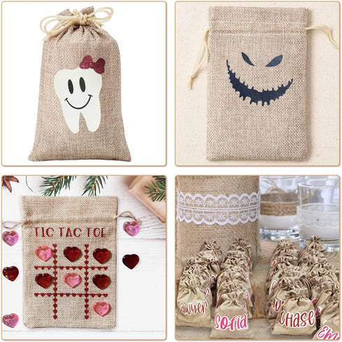 Homum 25Pcs Premium Burlap Gift Bags with Drawstring, 4x6 Inch Reusable Linen Sacks for Wedding Favors, Christmas