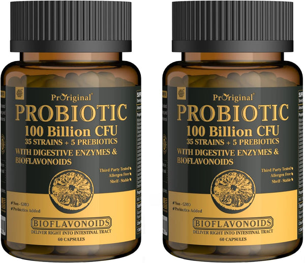 Probiotics with Prebiotics for Men and Women - 120 Capsules, 35 Strains Organic Probiotic 100 Billion CFU for Gut &
