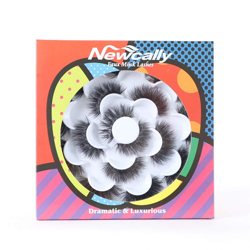 Newcally 3D Fake Eyelashes Pack, 10 Pairs, 18MM Dramatic Faux Mink Thick Long Volume False Eye Lashes