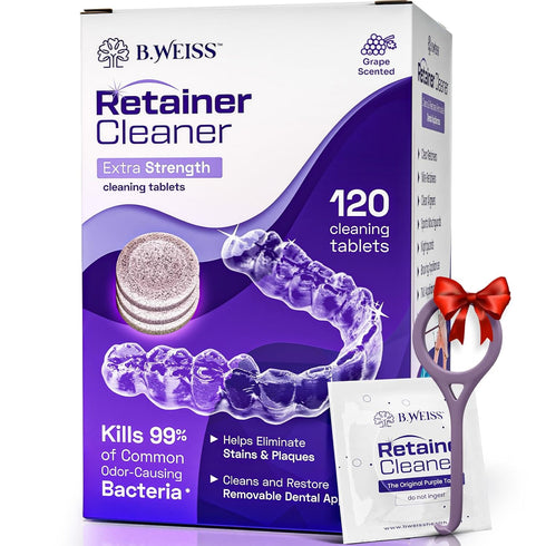 Retainer Cleaner Tablets, Invisalign Cleaner, Remove Stains, Odors & Plaque, Night Guard Cleaner, 120 Tablets,