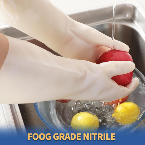 BOOMJOY Heavy Duty Nitrile Cleaning Gloves, Reusable XL Dishwashing Gloves for Kitchen, Bathroom, Gardening, 3 Pairs,