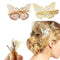 Yueton Pack of 2 Golden Butterfly Hair Clips, Bride Headwear Accessories