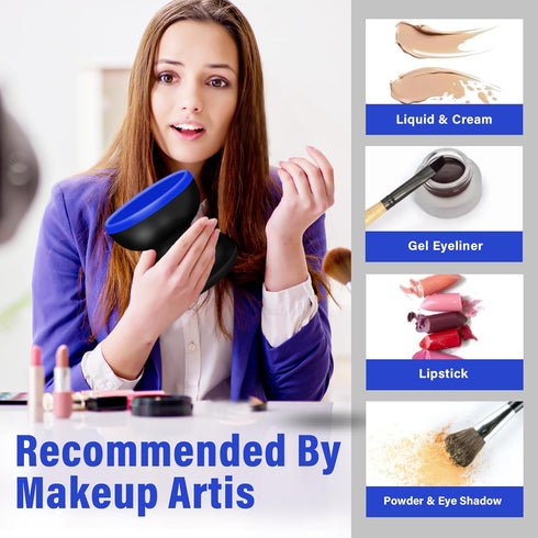 Upgrade Electric Makeup Brush Cleaner Machine, Automatic Spinner for All Size Brushes, Blue