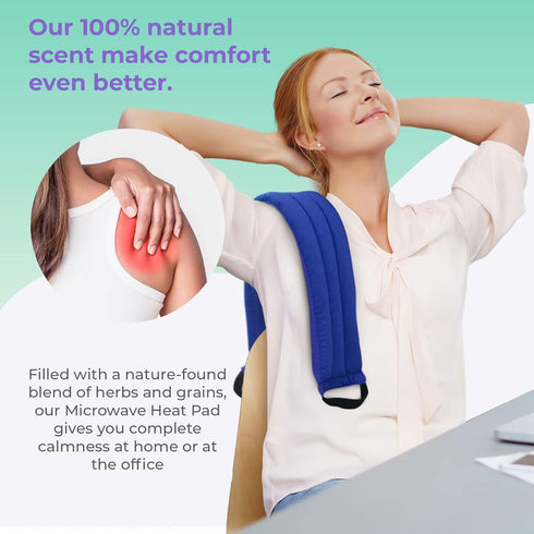 Microwavable Heating Pads for Lower Back, Neck, Shoulder Pain Relief, Moist Microwave Hot Pack, Blue-Lavender