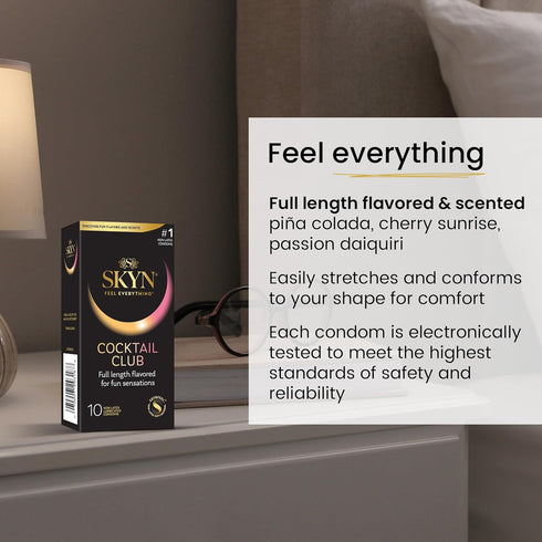 SKYN 36 Count 10 Count Elite Ultra-Thin Condoms and Cocktail Club Flavored Condoms