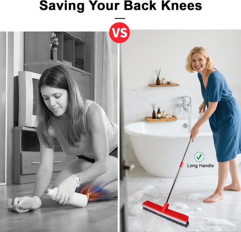 Loulicia 15.7 Inch 2 1 52.4 inch Floor Scrub Brush Removable Stainless Steel Handle in Scrape Brush Stiff Bristle