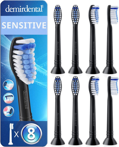 Toothbrush Heads Sensitive Compatible with Philips Sonicare, Soft Replacement Heads for Sensitive Gums, Black - HX6058b