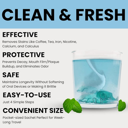 Smile Again Retainer Cleaner | 180 Cleanings (22 Pack/6 Month Supply) for Aligners, Dentures, Retainers