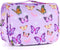 Kids Hanging Toiletry Bag for Girls, Waterproof Travel Makeup Bag for Little Young Girls, Butterfly Purple