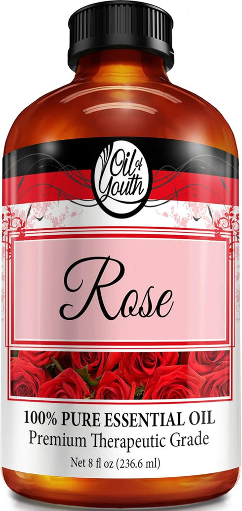 Oil of Youth Essential Oils 8oz - Rose Essential Oil, 8 Fluid Ounces of Pure Rose Oil