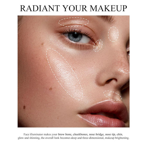KYDA Face Highlighter Palette, Natural Glow Finish, Pearl Shimmer Baked Powder