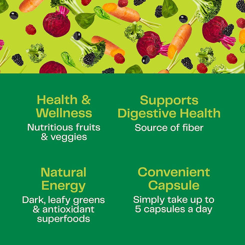 Amazing Grass Greens Blend Superfood Capsules, 150 Count: Organic Spirulina, Chlorella, Beet Root Powder, Probiotics &