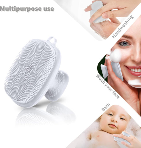 VWMYQ Silicone Face Scrubber for Men, Waterproof Facial Cleansing Brush for Exfoliating and Skin Care (White)