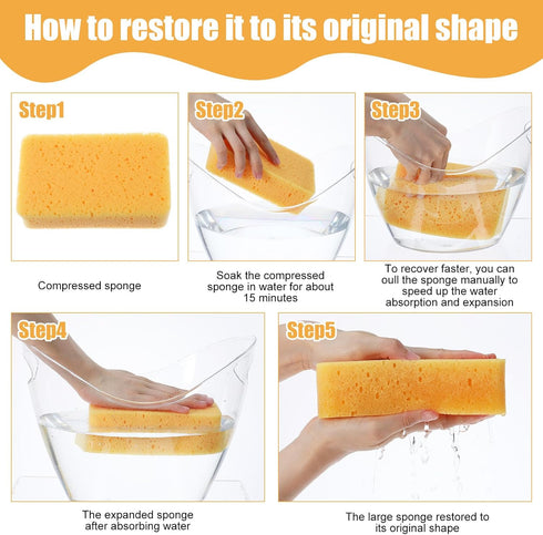 Yuanan 16 6.1 3.5 1.8 Inch Pcs Car Wash Sponge, Yellow Grout Sponge x x Large Cleaning Sponges Multipurpose Big Sponges