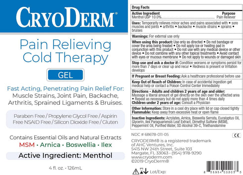CryoDerm 4 oz Cold Therapy Gel (1 Pack)