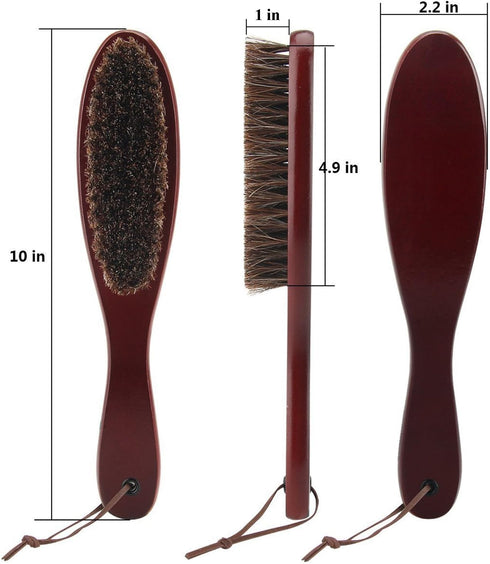 Clothes Brush Lint Remover with Genuine Soft Horsehair and Wooden Handle for Coat, Suit, and Pet Hair