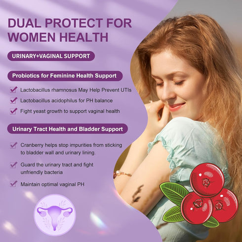 Women's Probiotic 180 Billion CFUs, 18 Strains with Organic Prebiotics, Cranberry Extract for Digestive and Urinary