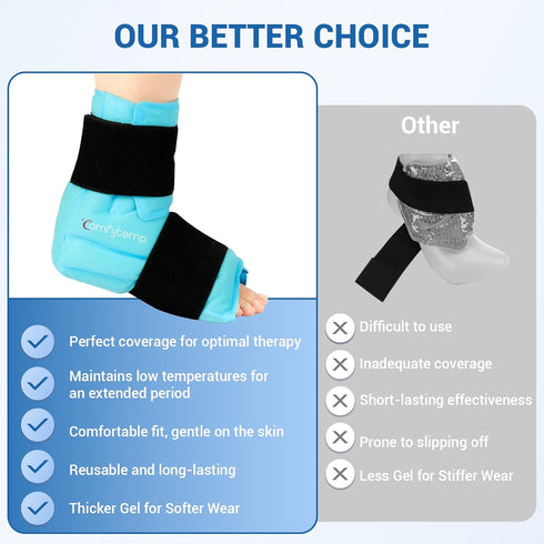 Comfytemp Large Ankle Foot Ice Pack Wrap, FSA HSA Eligible for Plantar Fasciitis Relief, Hot & Cold Therapy