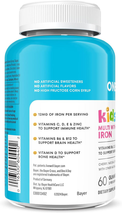 Gummy, Immune Gummy Gummies 60 Count (Packaging One A Day Kids Multivitamin with Iron Vitamin D, Vitamin C, E, Zinc