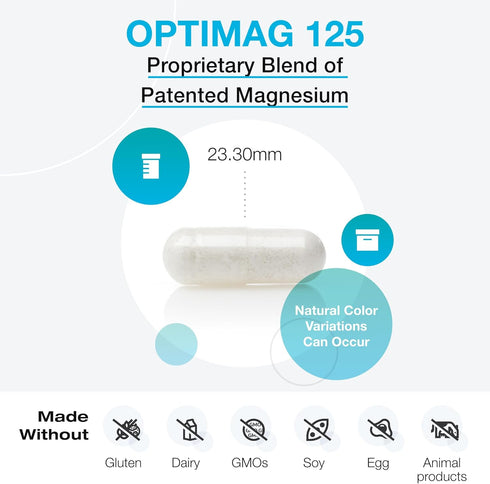 XYMOGEN OptiMag 125 - Magnesium Supplement with Di-Magnesium Malate + Magnesium Glycinate