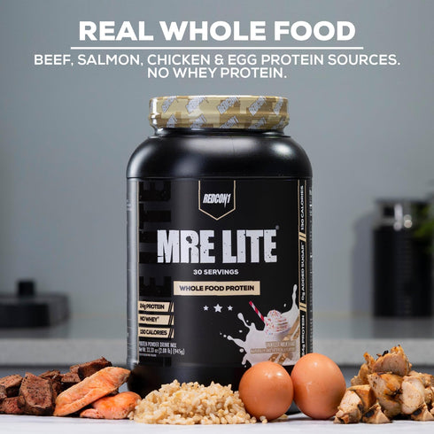 REDCON1 MRE Lite Whole Food Protein Powder, Cookies N' Cream, Low Carb & Whey Free Meal Replacement with MCT Oils.