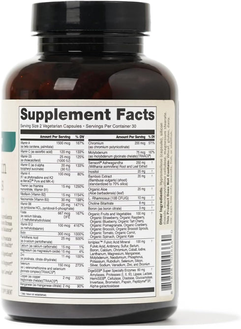 Immunity, 60 Capsules[1-Month NatureWise Multivitamin for Men + Stress Support + Fulvic Ionic Minerals + Probiotics