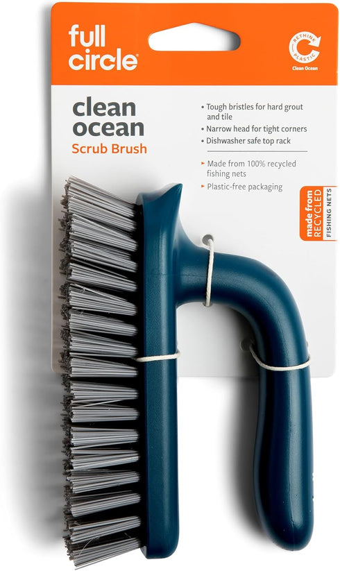 Full Circle Clean Ocean Scrub Brushes, Heavy-Duty Stiff Bristle Cleaner for Carpet, Shower, Bathtub, and Kitchen
