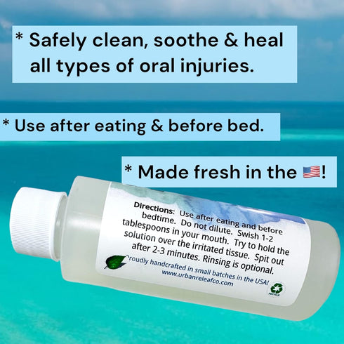 Urban ReLeaf Liquid Oral Wound Cleanser with Peppermint, Soothe Irritation, Speed Healing, Natural Sea Salt Soak for