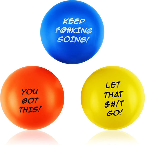 Motivational Stress Balls for Adults, 3-Pack Anxiety Relief Hand Therapy Fidget Toy Strengthener