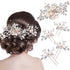 Yeshone 5 Pieces Wedding Hair Comb, Bridal Hair Pins Crystal Pearl Hair Accessories for Women (Rose Gold, Classic Style)
