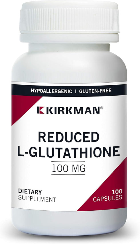 Kirkman Reduced L-Glutathione 100 mg - Hypoallergenic, 100 Vegetarian Capsules