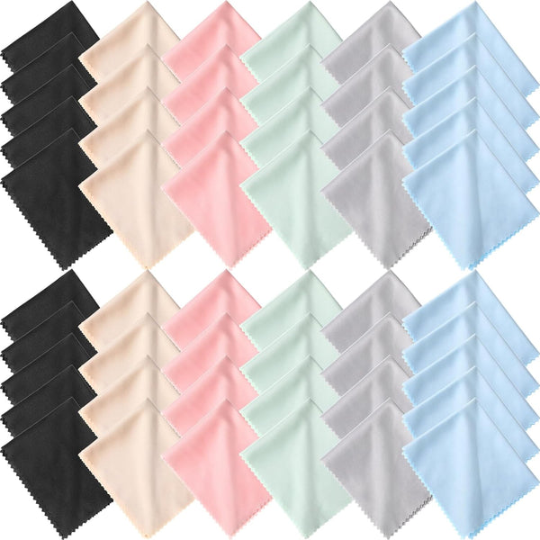 50 Pieces Microfiber Cleaning Cloths for Glasses, 7 x 6 Inch for Electronics and Cell Phone