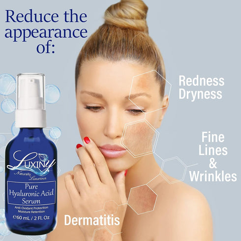 Pure Hyaluronic Acid Serum for Face 2oz (DOUBLE SIZE), Anti-Aging Moisturizer, Natural Hydrating Serum for Daily Use