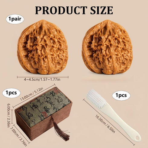 Nouysoc 4.0-4.5cm Set, Wenwan Walnut, Chinese Walnuts Traditional Stress Relief Hand Fidget Tool for Office Workers