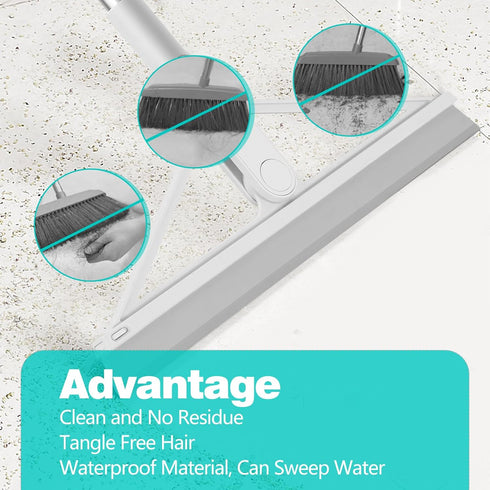 Magic Squeegee Broom for Floor Cleaning, Multifunction Rubber Broom with 41" Adjustable Handle for Pet Hair