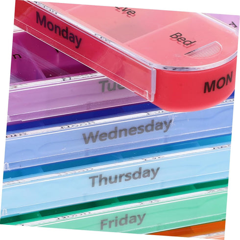 Weekly Medicine Organizer Case with Compartments Portable Reusable Pill Storage Box Plastic Travel-Friendly Medicine
