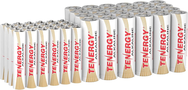 Tenergy 24 Pack AA and 24 Pack AAA 1.5V Alkaline Batteries for Household Devices