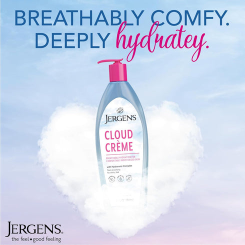 Jergens Cloud Creme Breathable Body Lotion, 13 oz, Fast-Absorbing Hydrating Moisturizer, Paraben-Free