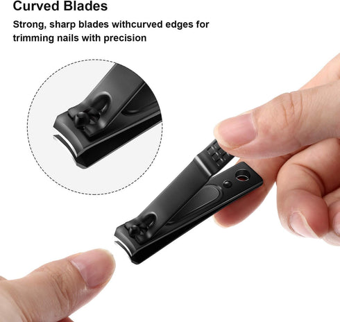 Yaomiao 12 Pieces Nail Clipper Set, Stainless Steel Nail Cutter for Women Men Fingernails and Toenails (Black)