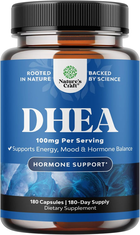 DHEA 100mg for Men and Women - Vegan High Strength Supplement for Enhanced Energy and Hormone Balance (6 Month Supply)