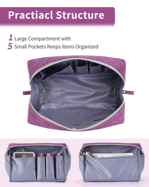 Narwey Large Makeup Bag - Travel Cosmetic Organizer Toiletry Bag for Women, Large, Purple
