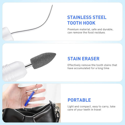 2pcs Portable Oral Dental Tooth Hook, Hygiene Cleaning Tool for Teeth Stains Remover