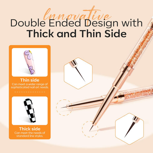 modelones Nail Art Brushes - Super Fine Thin Liner Brush Set Sizes 7/11/15/20mm for Nail Gel Polish Painting Designs