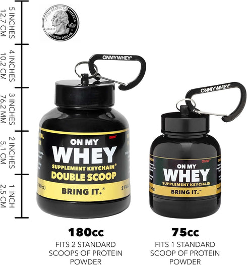 Protein Powder Container to Go - Portable Travel Water Bottle Funnel for Pre Workout Supplement Mixes & Dispenser, Mini