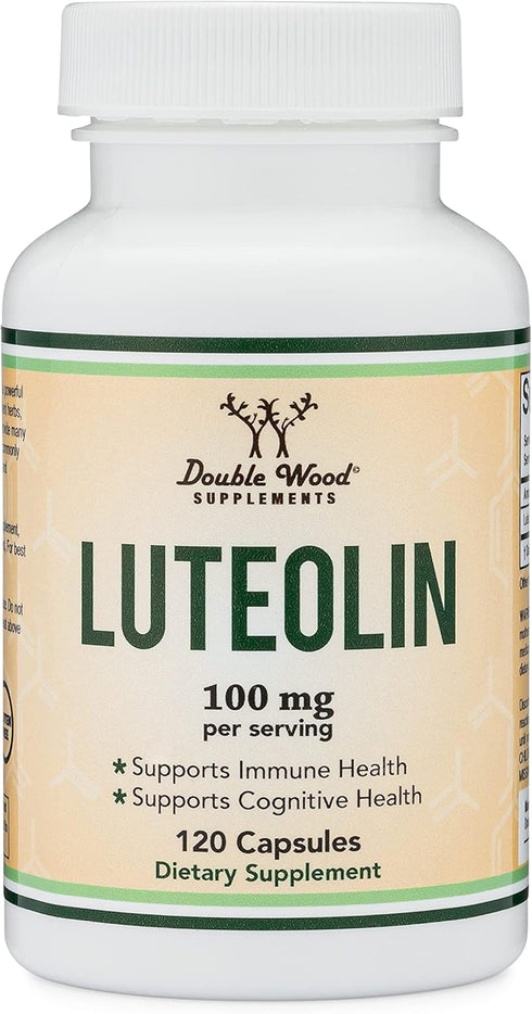 Double Wood Supplements Luteolin Supplement, 100mg, 120 Capsules - Bioactive Flavonoids for Brain & Cardiovascular