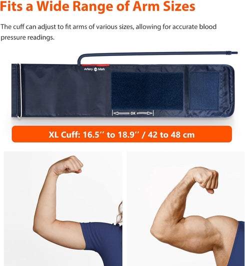 iHealth Extra Large Adult Blood Pressure Cuff (16.5"-18.9" | 42-48cm) - XL Replacement Cuff for iHealth Track Monitor